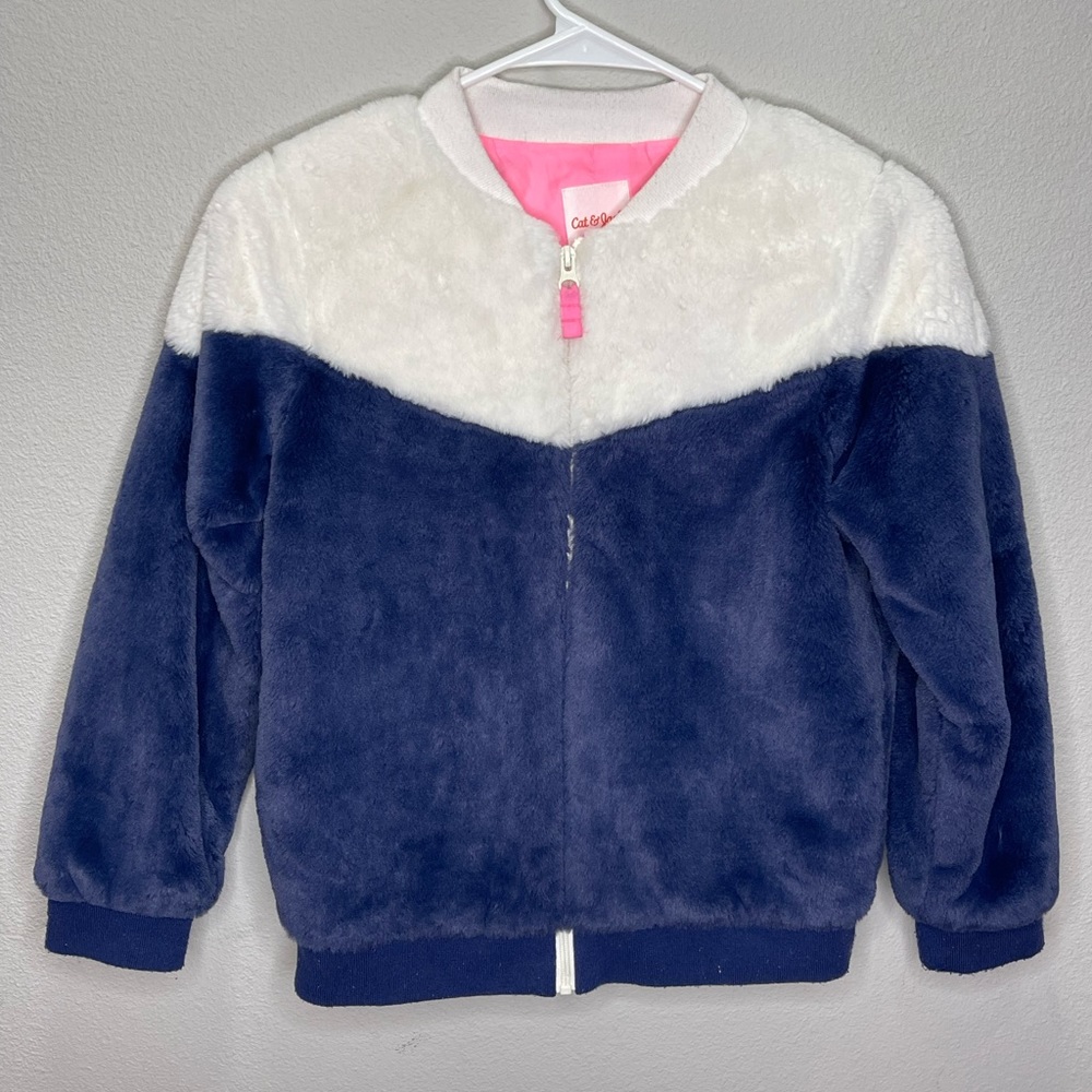 Cat & Jack Faux Fur zip-up Jacket Girls size 10/12